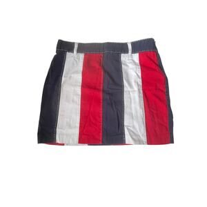Tommy Hilfiger Y2K Vintage Red White Blue Mini Skirt Whipstitch Size 10